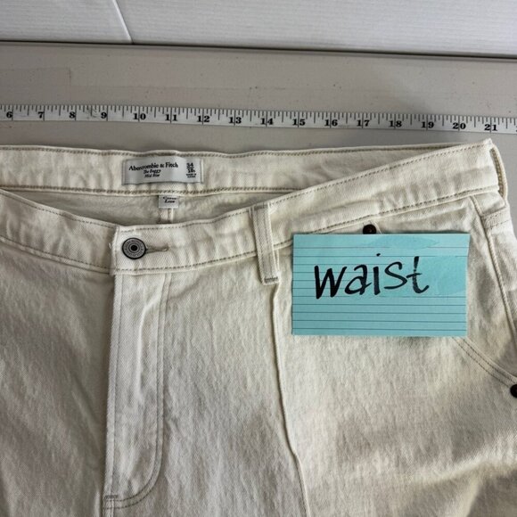 Abercrombie & Fitch Curve Love Mid Rise Baggy Jean Cream Plus Size 34 18 - Picture 8 of 14